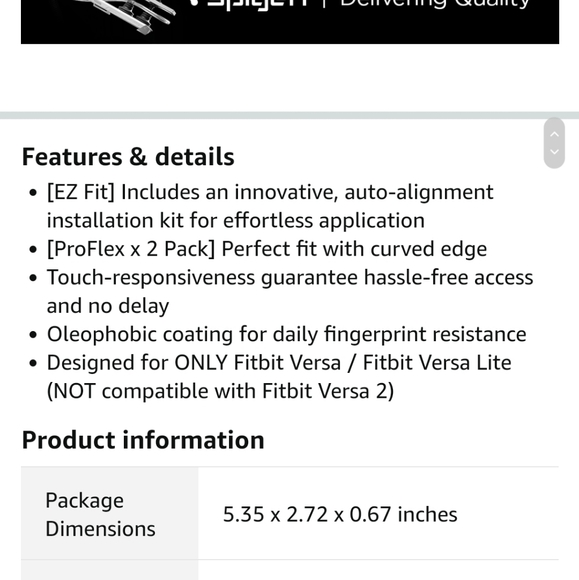 Spigen 2 pack fitbit versa glass screen protector - Picture 12 of 15